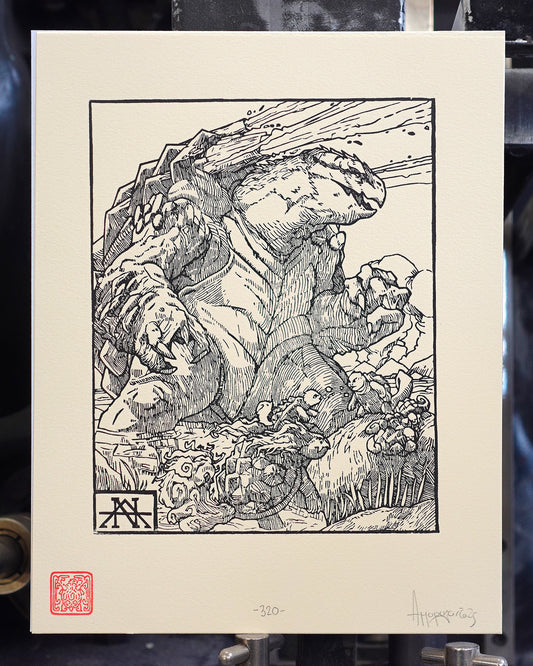 BLASTOISE - Handmade woodblock print - 28x22cm