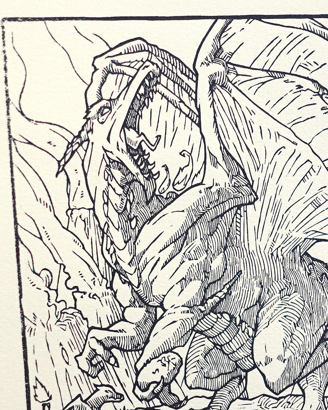 CHARIZARD - Handmade woodblock print - 28x22cm