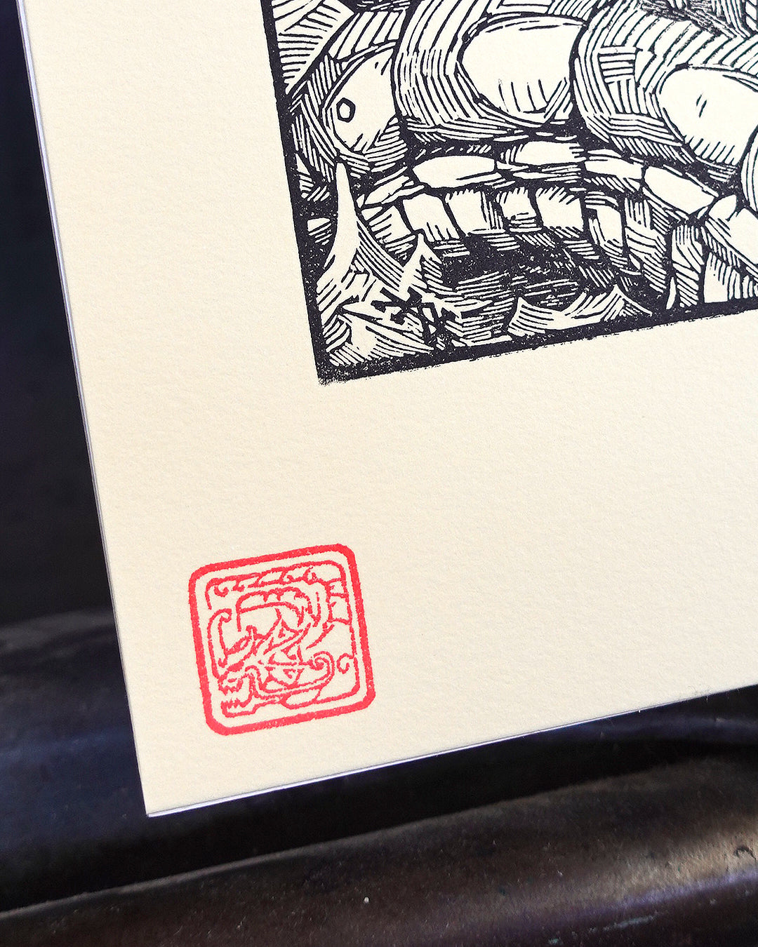 GYARADOS - Handmade woodblock print - 28x22cm